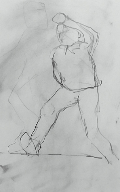Pencil study of pose 1